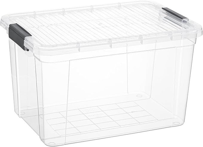 Superio Clear Storage Box with Lid, 26.5 Quart Plastic Container Bins by Superio