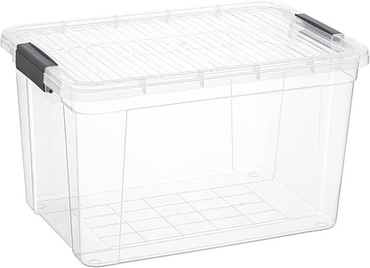 Superio Clear Storage Box with Lid, 26.5 Quart Plastic Container Bins by Superio