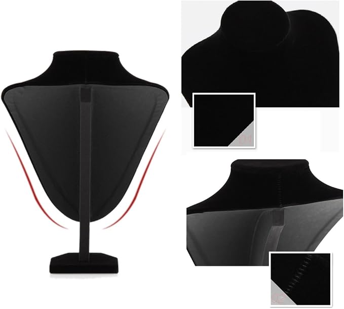 Wudygirl Black Velvet 3-Dimensional Necklace Bust Display Holder Jewelry Neck - Image 4
