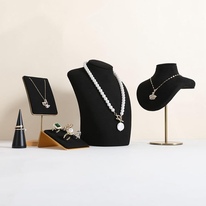 GemeShou Black necklace hanger jewelry organizer, Velvet jewelry stand necklace - Image 6