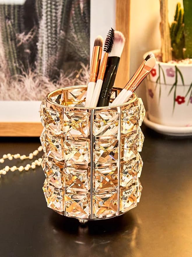 Golden Crystal Makeup Brushes Holder Organizer - Image 5