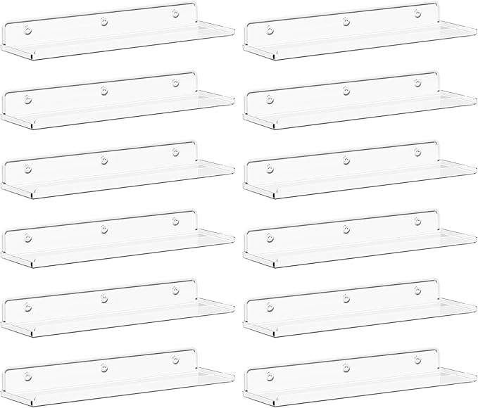 Lifewit Floating Shelves for Wall, 12 Pack Clear Acrylic Shelf 15" Room Decor by Lifewit