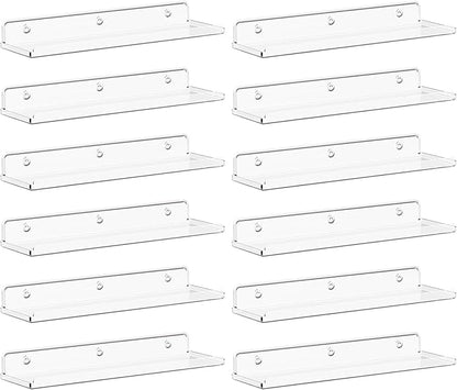 Lifewit Floating Shelves for Wall, 12 Pack Clear Acrylic Shelf 15" Room Decor by Lifewit