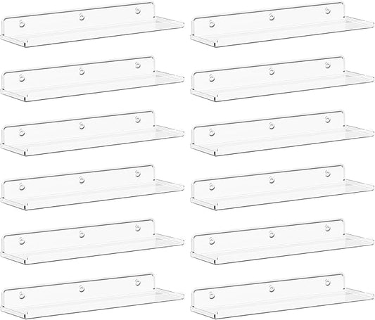 Lifewit Floating Shelves for Wall, 12 Pack Clear Acrylic Shelf 15" Room Decor by Lifewit