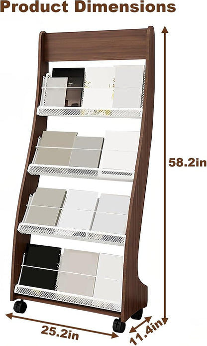 Brochure Display Rack, 4 Layer Floor-Standing Magazine Rack, Literature - Image 2