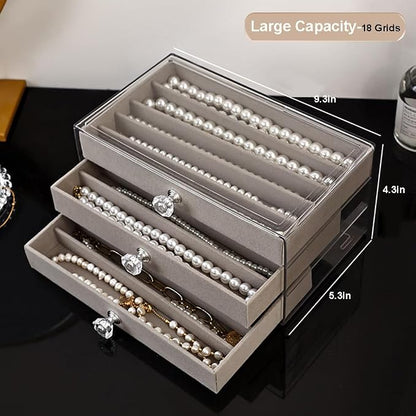 SPAKOWN Necklace Organizer Box, Velvet Necklace Box Holder Tray - Image 4