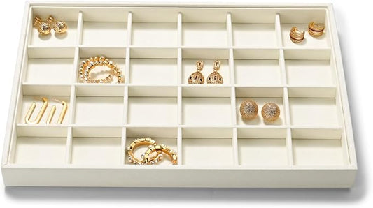 24 Grids Microfiber Jewelry Trays Ring Earrings Organizer Tray Stackable by Papten