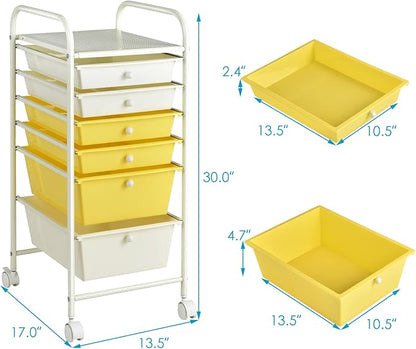 Giantex 6 Storage Drawer Cart Rolling Organizer Cart - Image 3