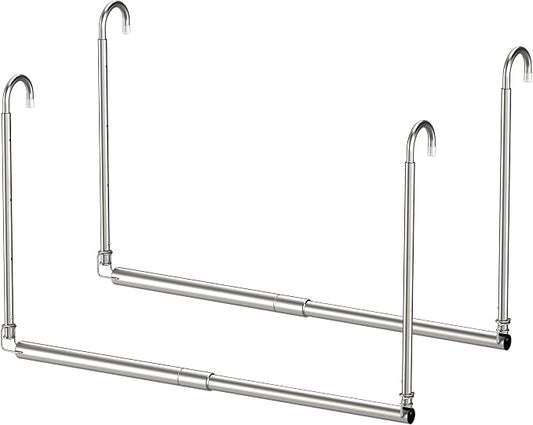 Hanging Closet Rod, 2 Pack Adjustable Height & Width Closet Rods by Tiemlet