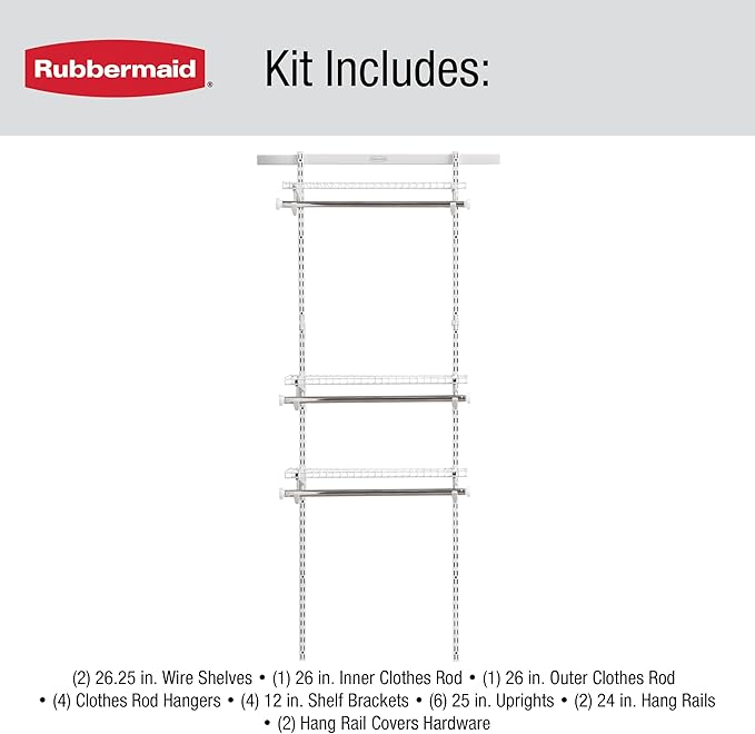 Rubbermaid Configurations Custom Closet Kit 2-4 Ft. Adjustable Metal Wire - Image 6