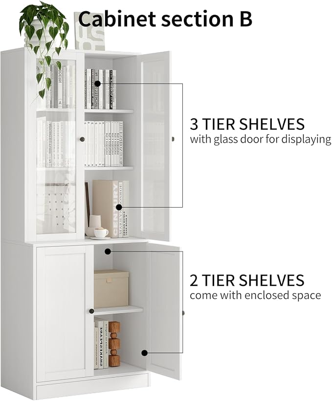TUSY 71" Bookshelf Bookcase, 3-Tier Modern Bookshelves 3 Large Drawer, Wood - Image 6