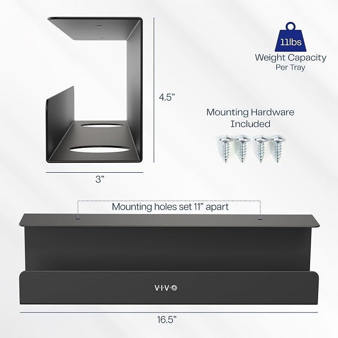 VIVO Under Desk 17 inch Cable Management Trays, Power Strip Holders, Cord - Image 3