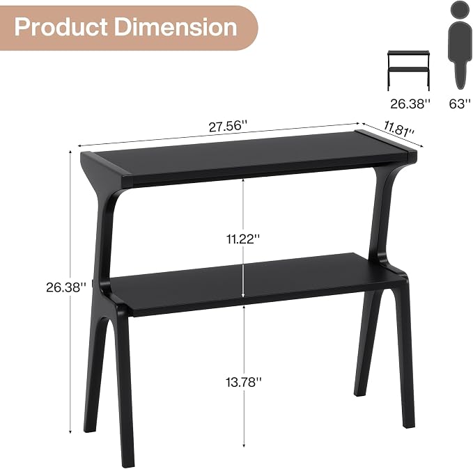 Solid Wood End Table, 2-Tier Side Table - Image 2