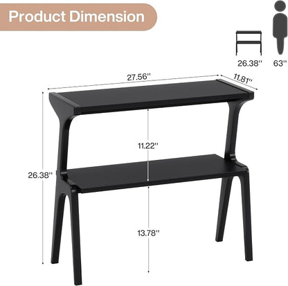 Solid Wood End Table, 2-Tier Side Table - Image 2