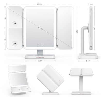 EASEHOLD Makeup Mirror with Lights, Rechargable Lighted Vanity Mirror with 116 - Image 8