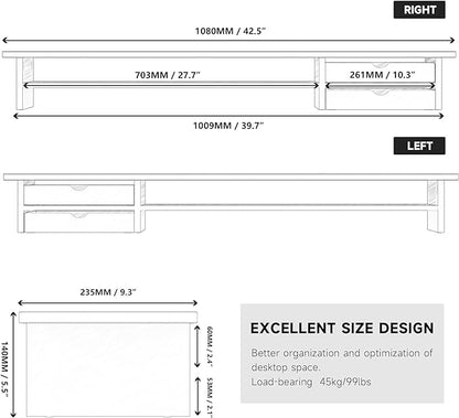 Fenge Monitor Stand, Dual Monitor Riser, 42.5inch Large Desk Computer Monitor - Image 4