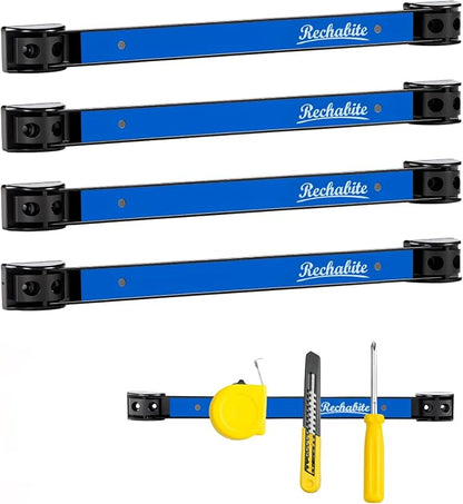 4 Pieces 12" Magnetic Tool Holder Strip, Metal Tool Organizer Rack by RechabiteMagneticTools