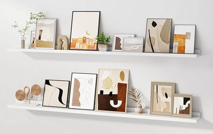 Floating Picture Ledge Shelves for Wall Set of 2, 55 Inches Picture Shelf by FunMemories