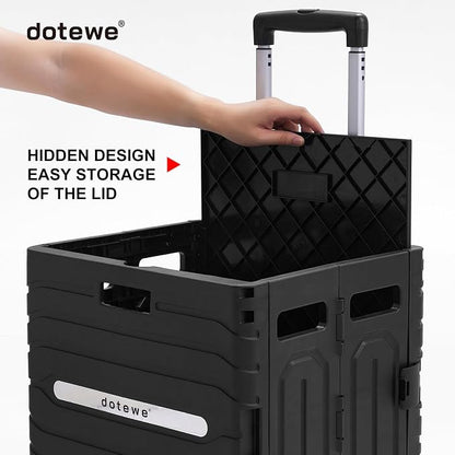 Folding Utility Cart Black Portable Rolling Crate Handcart Foldable Shopping - Image 8