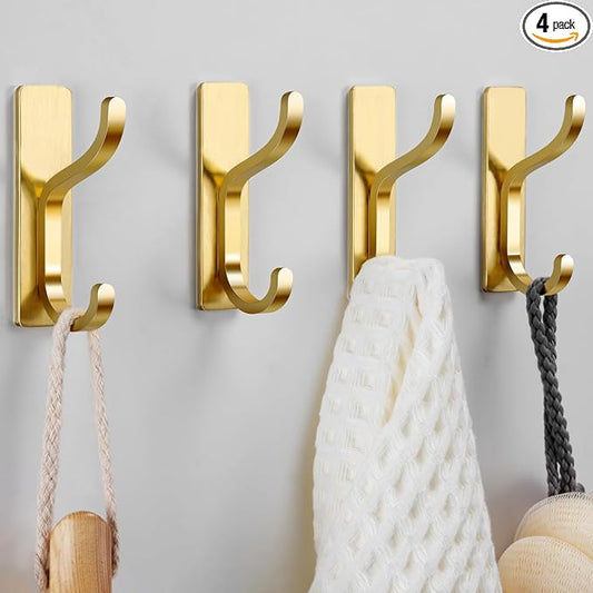 Gold Adhesive Wall Hooks for Hanging by pickpiff