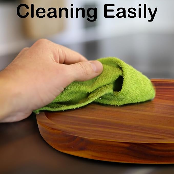 16" Acacia Wood Lazy Susan Organizer Kitchen Turntable - Image 6