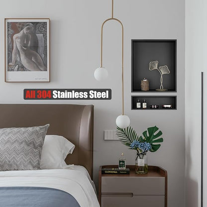 JQK Shower Niche No Tile Need, 304 Stainless Steel Recessed Shower Caddy - Image 3