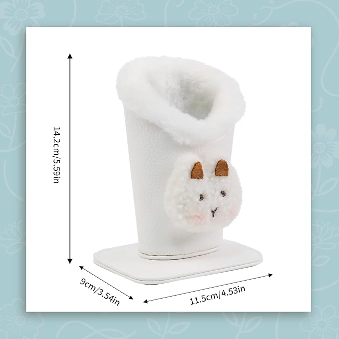 Plush Lined Eyeglasses Holder, Cute Magnetic PU Leather Glasses Stand Case - Image 5