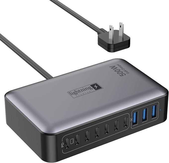 USB C Charger Block 500W, 10-Port Charging Station, GaN PD 140W Type C Fast by lightningofertas