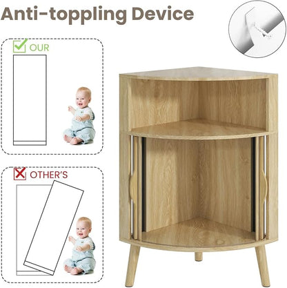 Bathroom Corner Storage Cabinet, 31.5''H Small Floor Corner Cabinet - Image 9