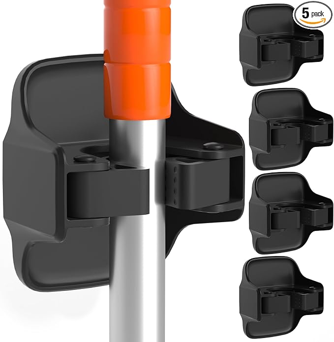 reliahom 5 Pack Broom Holder Wall Mount Mop Grippers No Drilling Self Adhesive by reliahom