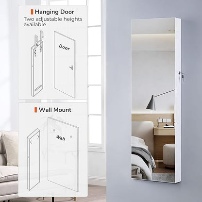 GISSAR Full Length Mirror Jewelry Cabinet, 6 LEDs Jewelry Armoire Wall Mounted - Image 2