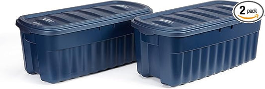 Rubbermaid Roughneck Tote 50 Gal, 2 Pack, Made in USA, Dark Indigo Metallic by Rubbermaid