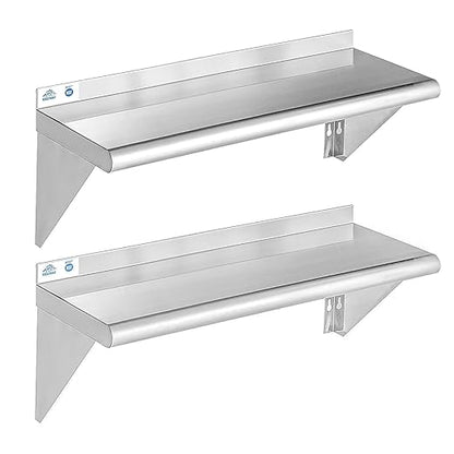 ROCKPOINT Stainless Steel Shelf 12 x 30 Inches 280lb, 2 Pack NSF Metal by ROCKPOINT