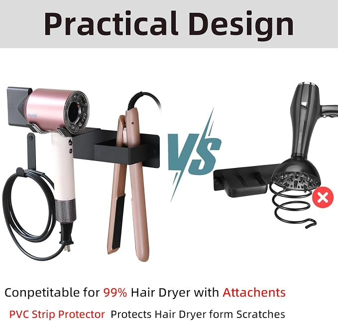 Hair Dryer Holder Wall Mounted, Stainless Steel Blow Dryer Holder - Image 6