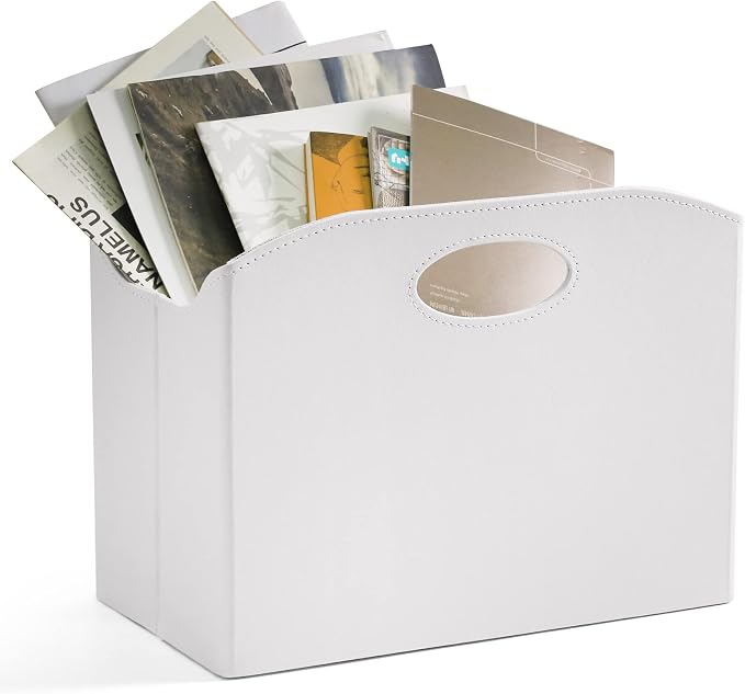 EZDeco Magazine Holder Foldable Magazine Rack Floor PU Leather File Holder - Image 5
