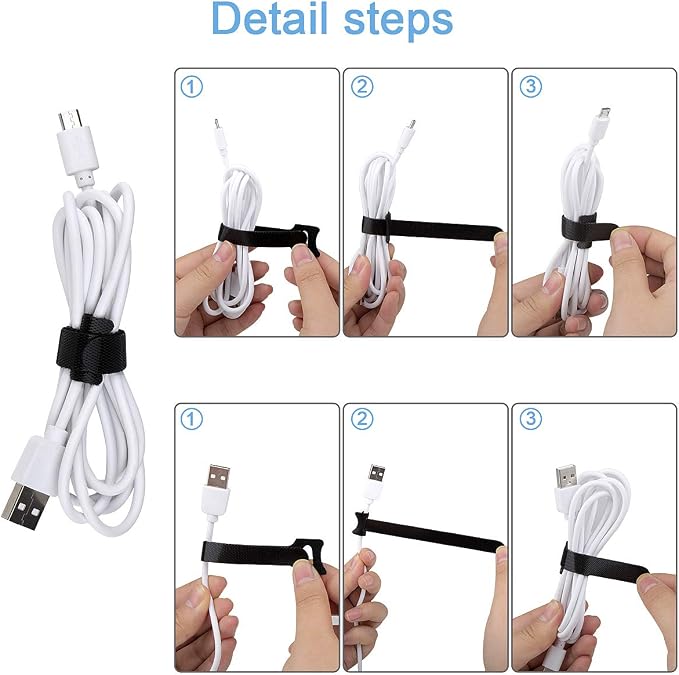 60 PCS 6 Inches Reusable Cable Ties, Adjustable Cord Straps Wire Organizer Cord - Image 7