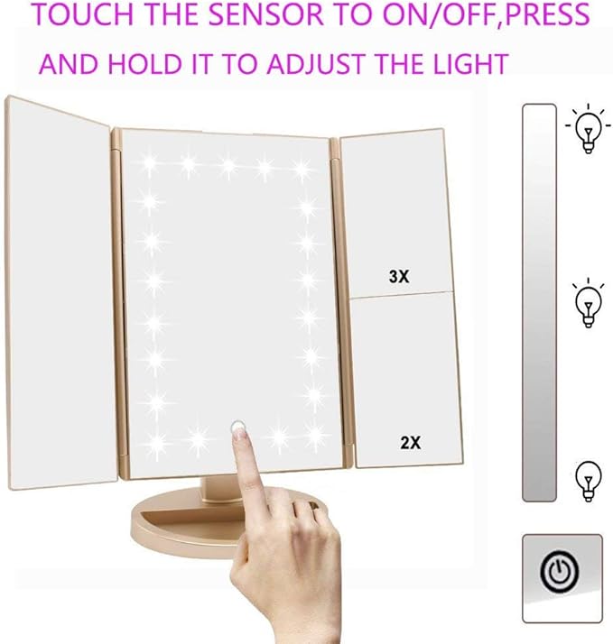 deweisn Floor Mount Tri-Fold Lighted Vanity Mirror - Image 4