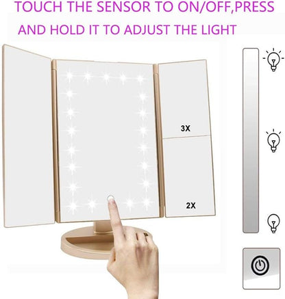 deweisn Floor Mount Tri-Fold Lighted Vanity Mirror - Image 4