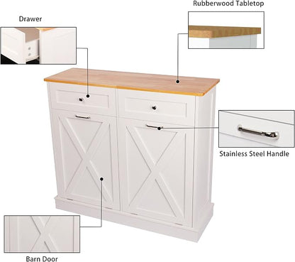 Betterhood Double Tilt Out Trash Cabinet Can Bin Kitchen 20 Gallon Wooden Free - Image 5
