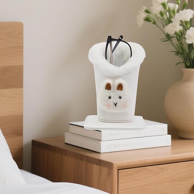 Plush Lined Eyeglasses Holder, Cute Magnetic PU Leather Glasses Stand Case - Image 6
