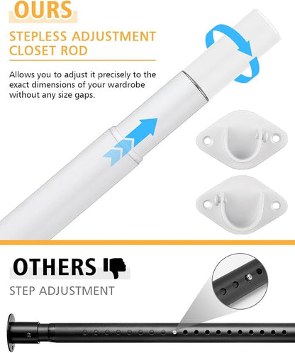 Closet Rod, 17 to 52 Inch Heavy Duty Adjustable Metal Clothing Rack - Image 2