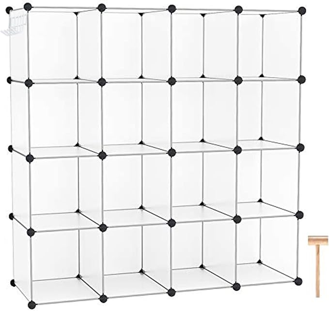 C&AHOME Cube Storage Organizer, 16-Cube Shelves Units, Plastic Storage Cubes by CAHOME