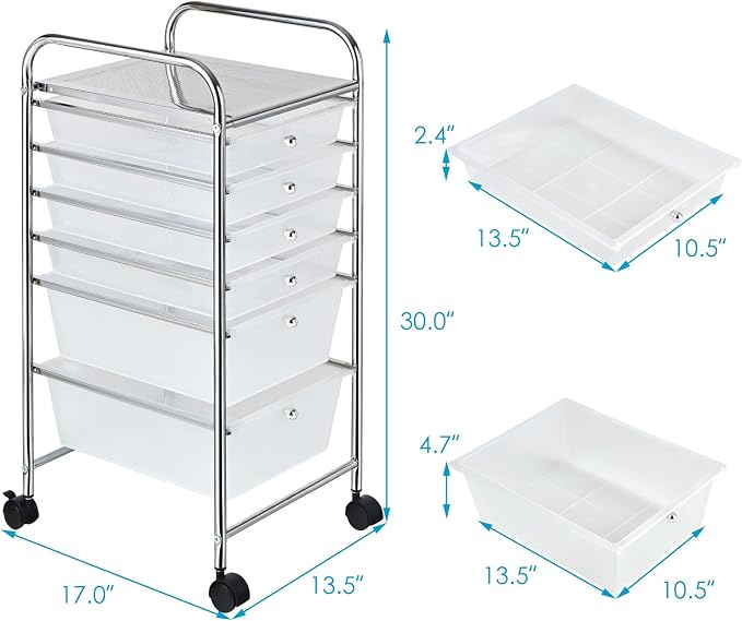 Giantex 6 Storage Drawer Cart Rolling Organizer Cart - Image 3