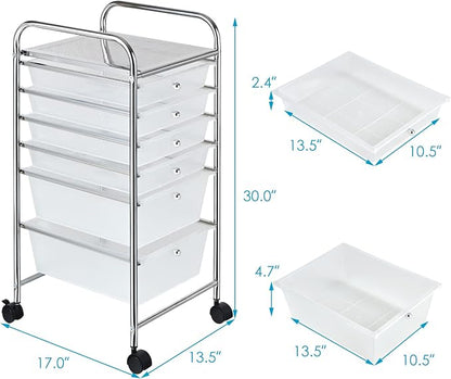 Giantex 6 Storage Drawer Cart Rolling Organizer Cart - Image 3