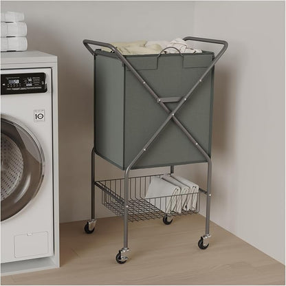 Laundry Basket with Wheels:88L Rolling Laundry Cart Foldable Metal Frame Dirty by Unknown
