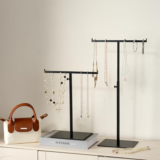 Display Stand Stainless Steel Jewelry Towers Bag Stand Tabletop Double Hook - Image 4