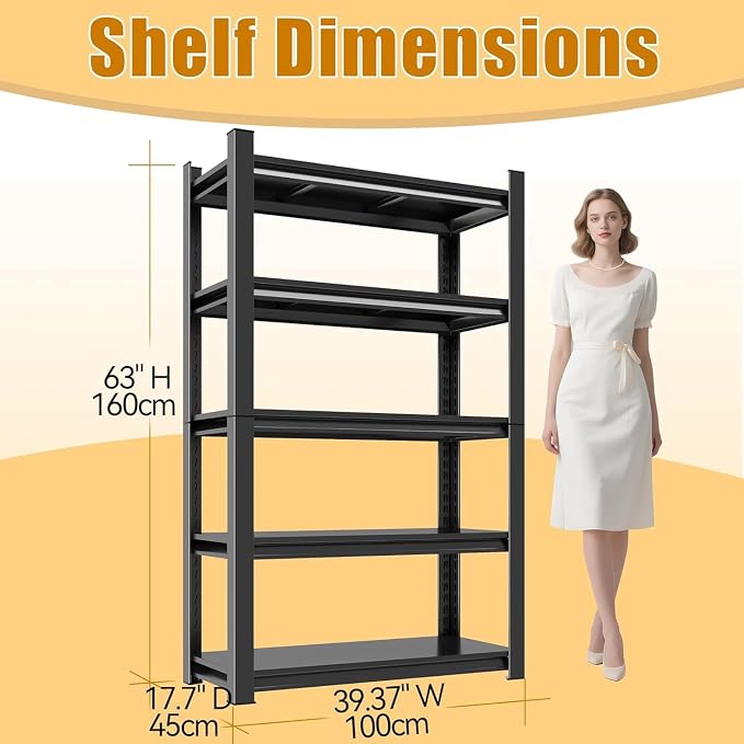 Garage Storage Shelves, 5 Tier Shelving Unit, 40 inch Wide, 18” Deep, 78” Tall - Image 3