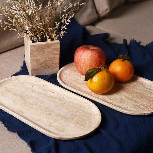 Natural Beige Travertine Marble Luxury Tray, by FutureStone