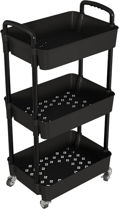 Laiensia 3-Tier Storage Carts, Mobile Shelving Unit Cart - Image 2