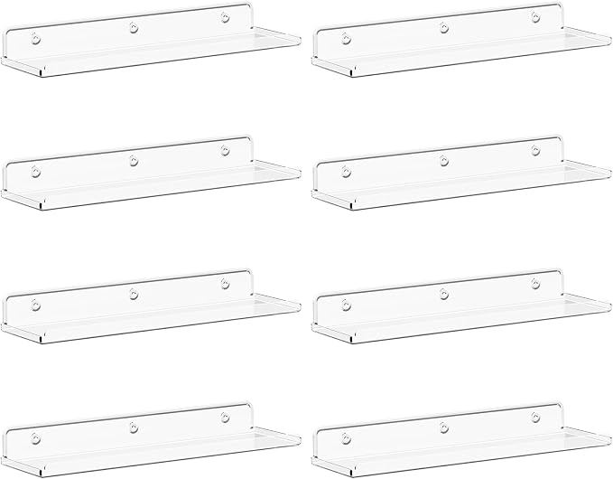 Lifewit Floating Shelves for Wall, 8 Pack Clear Acrylic Shelf 15" Room Decor by Lifewit
